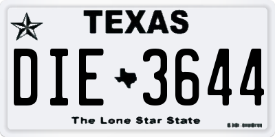 TX license plate DIE3644