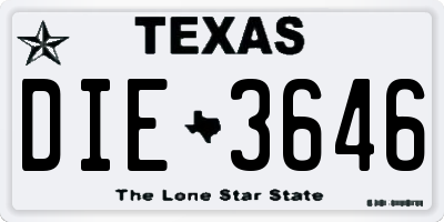 TX license plate DIE3646