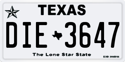 TX license plate DIE3647