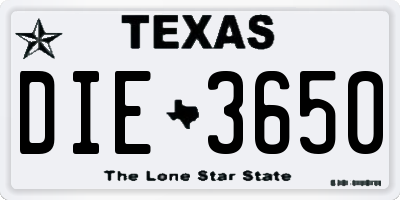 TX license plate DIE3650