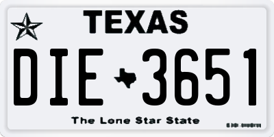 TX license plate DIE3651