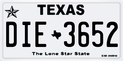 TX license plate DIE3652