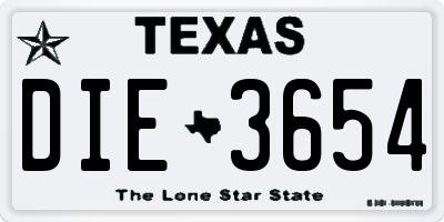 TX license plate DIE3654