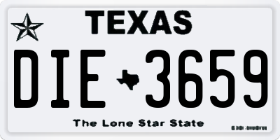 TX license plate DIE3659