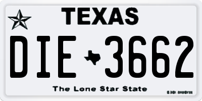 TX license plate DIE3662
