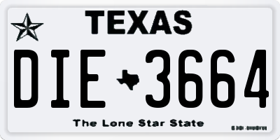 TX license plate DIE3664