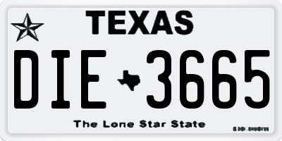 TX license plate DIE3665