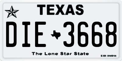 TX license plate DIE3668