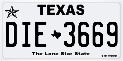 TX license plate DIE3669