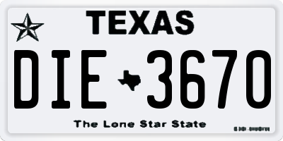 TX license plate DIE3670