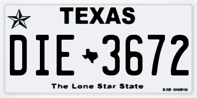 TX license plate DIE3672