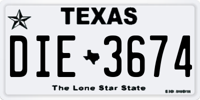 TX license plate DIE3674