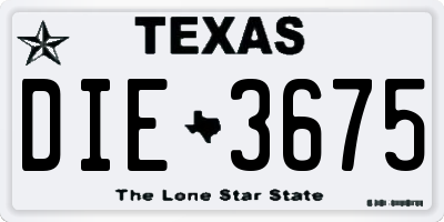 TX license plate DIE3675