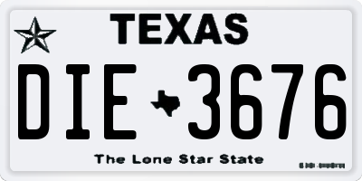 TX license plate DIE3676