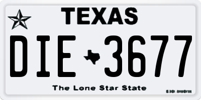TX license plate DIE3677