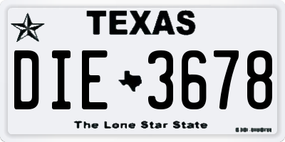 TX license plate DIE3678