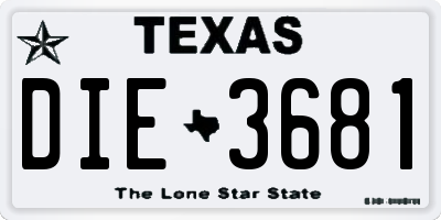TX license plate DIE3681