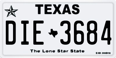 TX license plate DIE3684