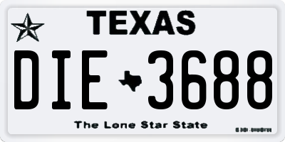 TX license plate DIE3688