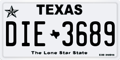 TX license plate DIE3689