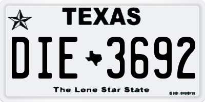 TX license plate DIE3692