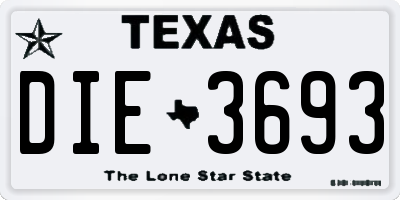 TX license plate DIE3693