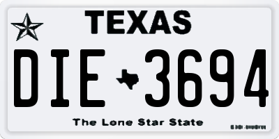 TX license plate DIE3694