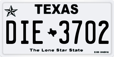TX license plate DIE3702