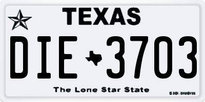 TX license plate DIE3703