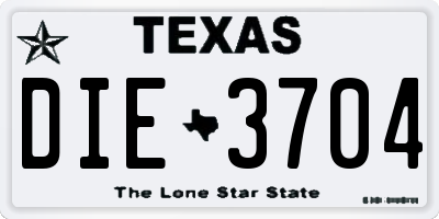 TX license plate DIE3704