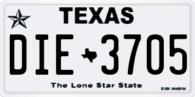 TX license plate DIE3705