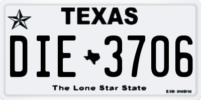 TX license plate DIE3706