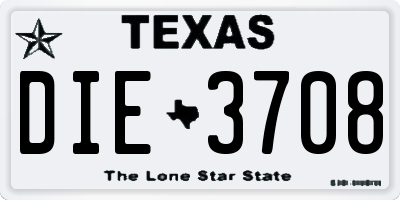 TX license plate DIE3708