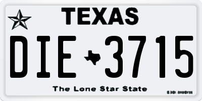TX license plate DIE3715