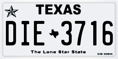 TX license plate DIE3716
