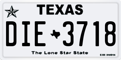 TX license plate DIE3718