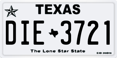 TX license plate DIE3721