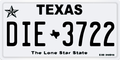 TX license plate DIE3722