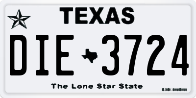 TX license plate DIE3724