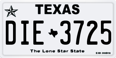 TX license plate DIE3725