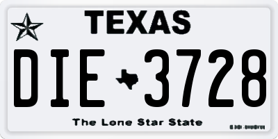 TX license plate DIE3728