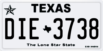 TX license plate DIE3738