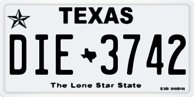 TX license plate DIE3742