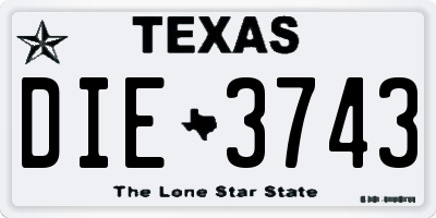 TX license plate DIE3743
