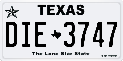 TX license plate DIE3747