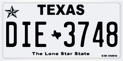 TX license plate DIE3748