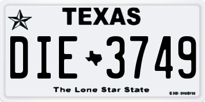 TX license plate DIE3749