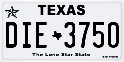 TX license plate DIE3750