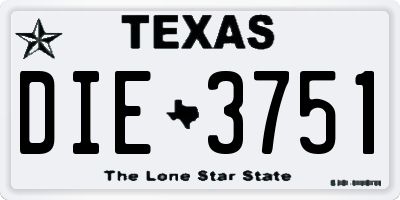 TX license plate DIE3751