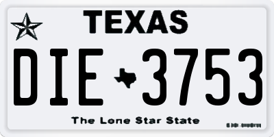 TX license plate DIE3753